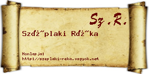 Széplaki Réka névjegykártya